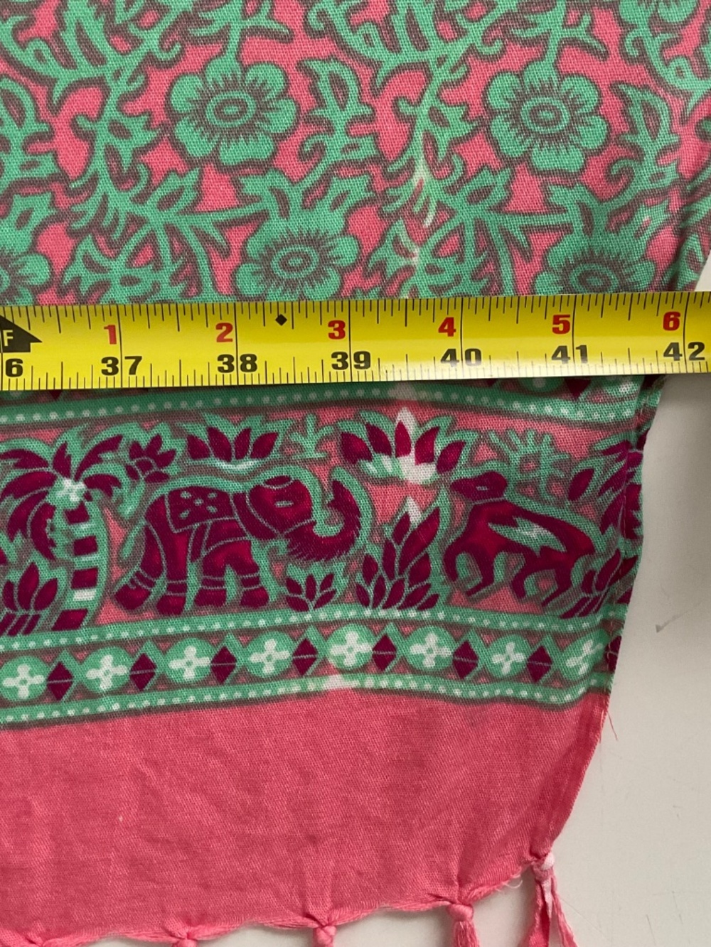 Elephant Mandala Print Sarong Scarf Pink Green Beach Fringe Boho Yoga Festival - Picture 6 of 7